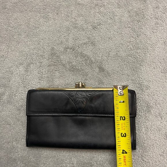 Rolfs American Classic Cowhide Leather Kiss Lock Checkbook Wallet Black Vintage - Picture 8 of 9